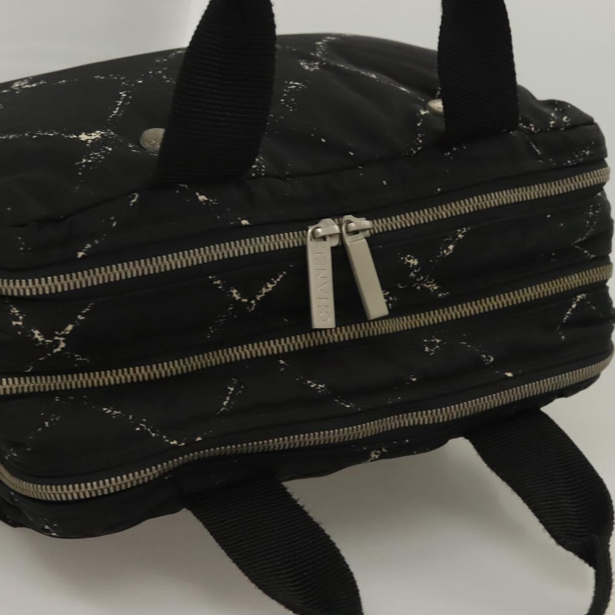 Chanel Travel Line Boston Bag Printed Nylon, BLACK, NYLON, Travel bag