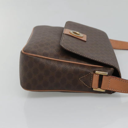 Celine Vintage Macadam Circle Logo Shoulder Bag Canvas and Leather, Brown, Canvas, Shoulder Bag