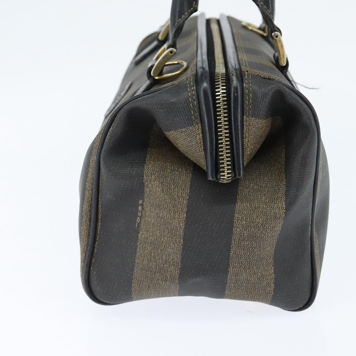 Fendi Vintage Pequin Boston Bag Coated Canvas, BROWN, CANVAS, Handbag
