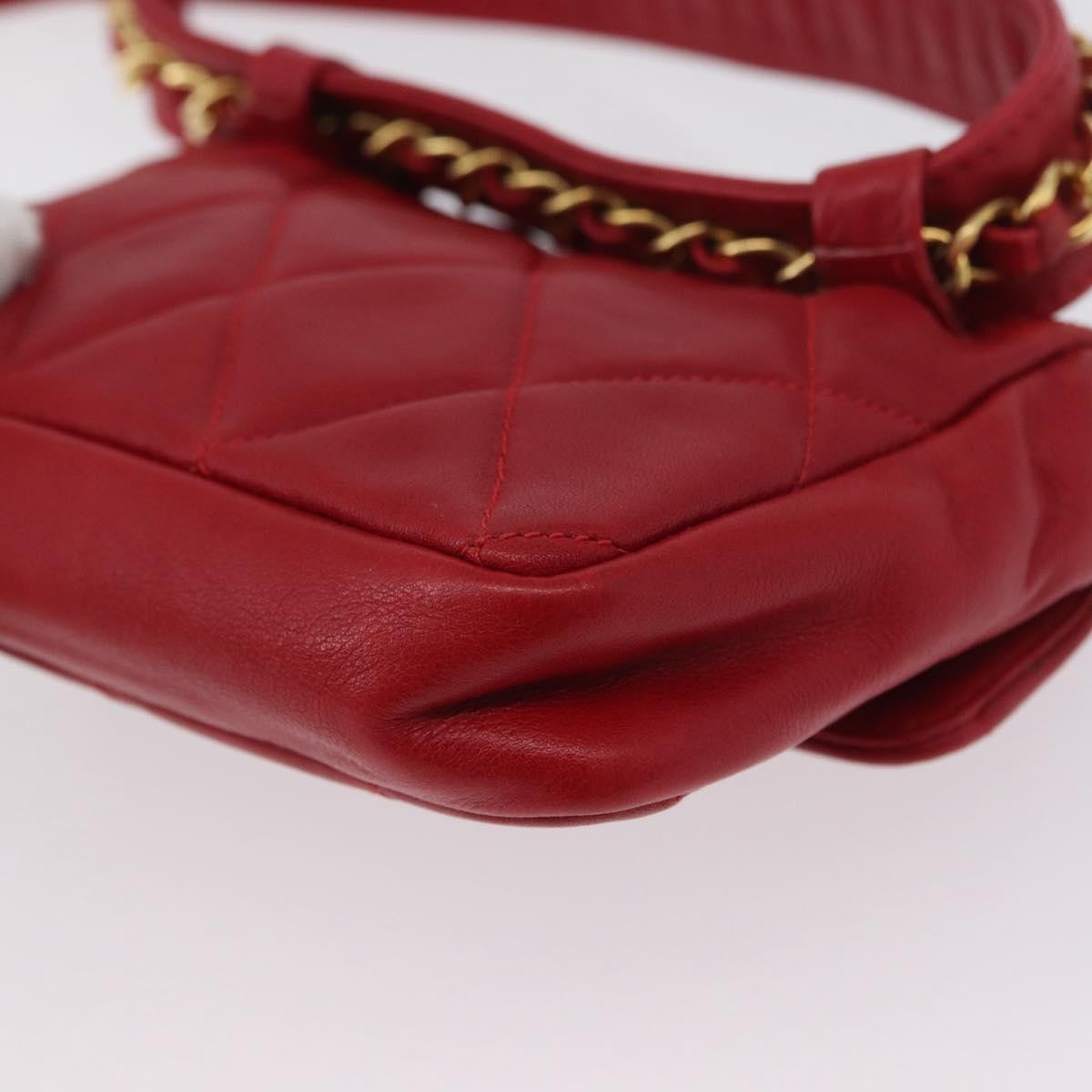 Chanel Vintage CC Flap Waist Bag Quilted Lambskin, Red, Leather, Clutch