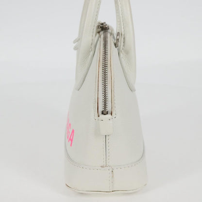Balenciaga Logo Ville Bag Leather, WHITE, LEATHER, Handbag