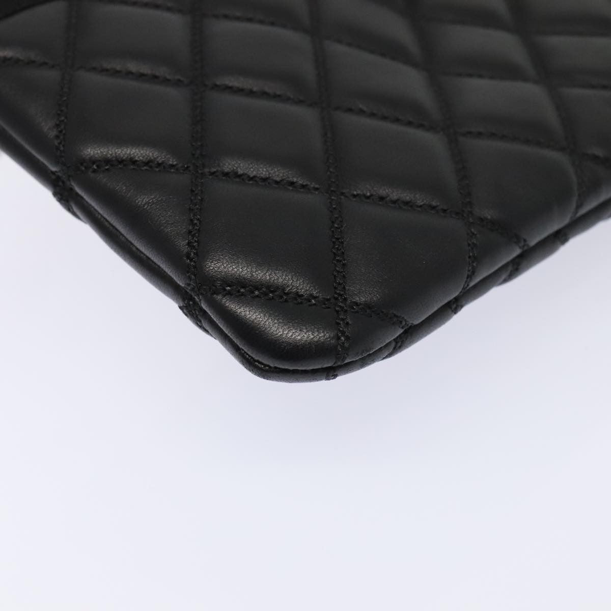 Chanel Pearl O Case Clutch Quilted Lambskin and Calfskin, BLACK, LEATHER, Clutche & pouche