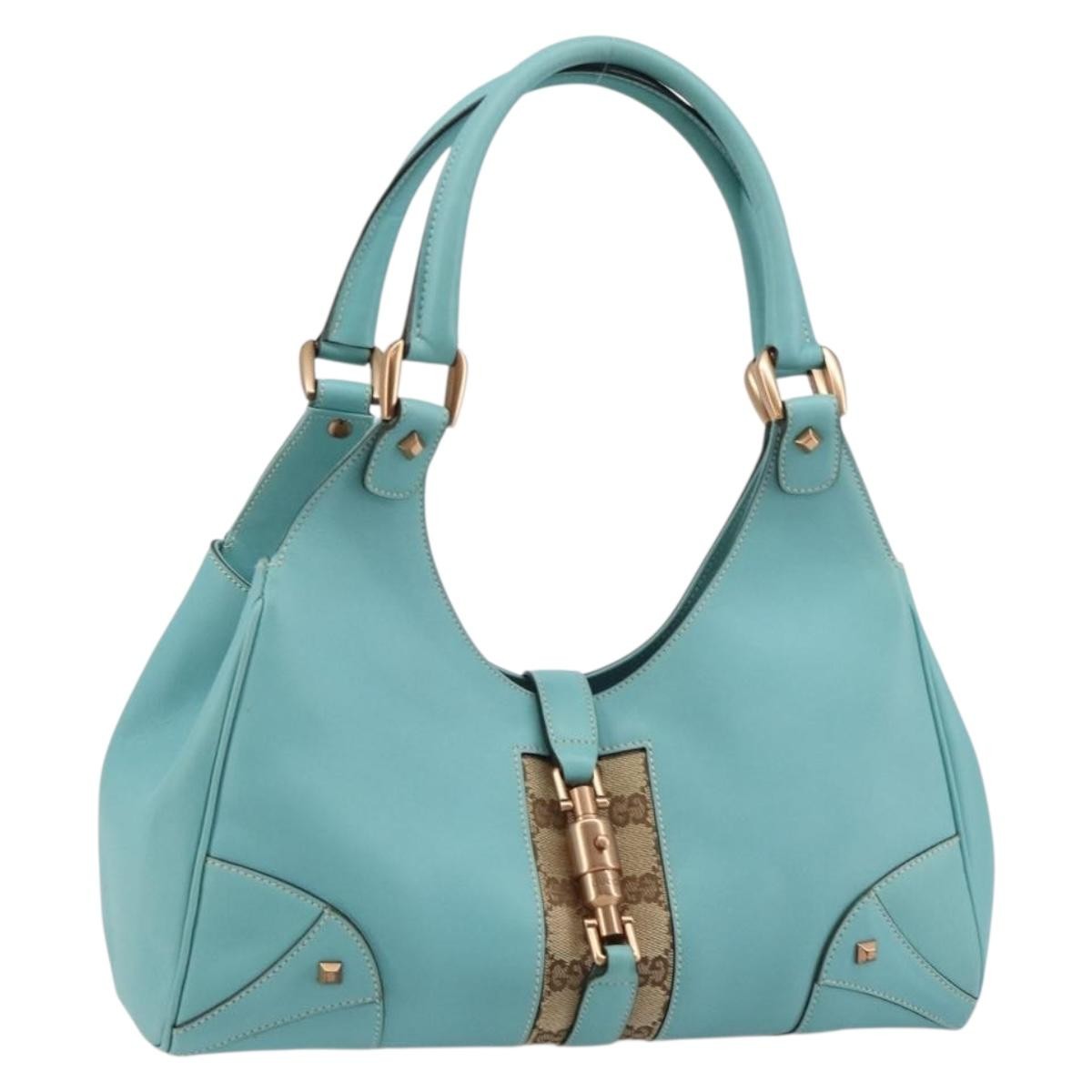 Gucci Joy Bardot Hobo Leather, BLUE, LEATHER, Shoulder bag