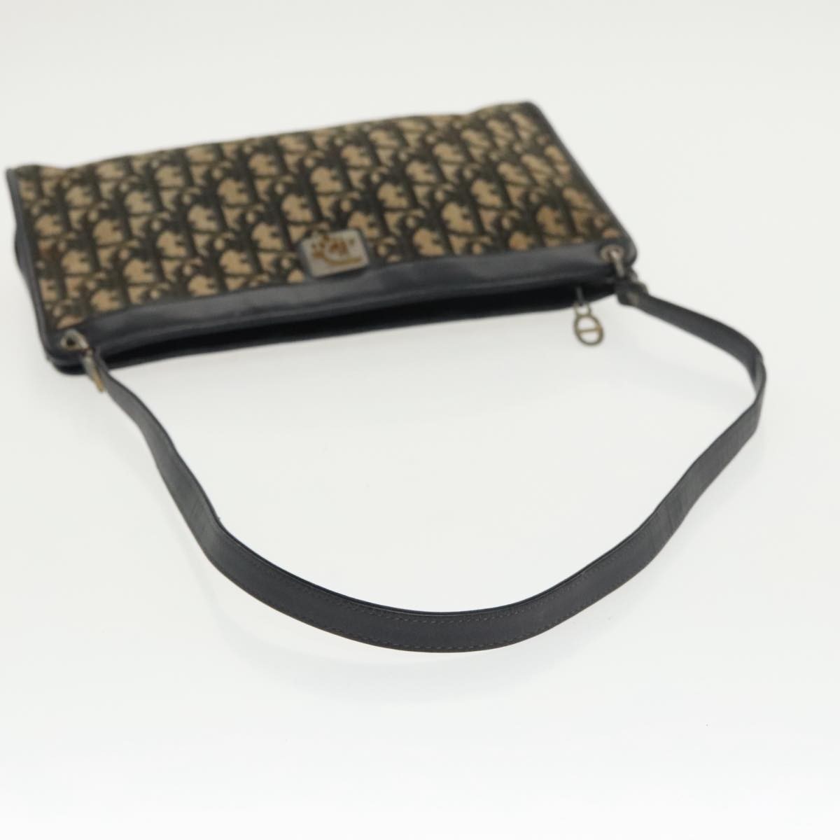 Christian Dior Vintage Trotter Shoulder Bag Canvas, NAVY, CANVAS, Shoulder bag
