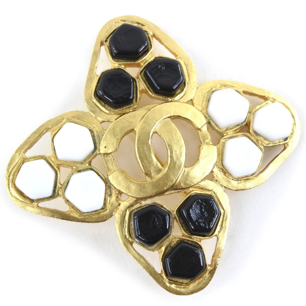 Chanel Vintage CC Brooch Metal, GOLD, GOLD_PLATED, Brooch