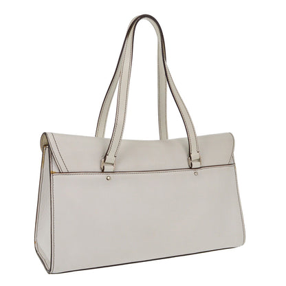 Christian Dior Vintage Saddle Top Handle Bag Leather, WHITE, LEATHER, Handbag