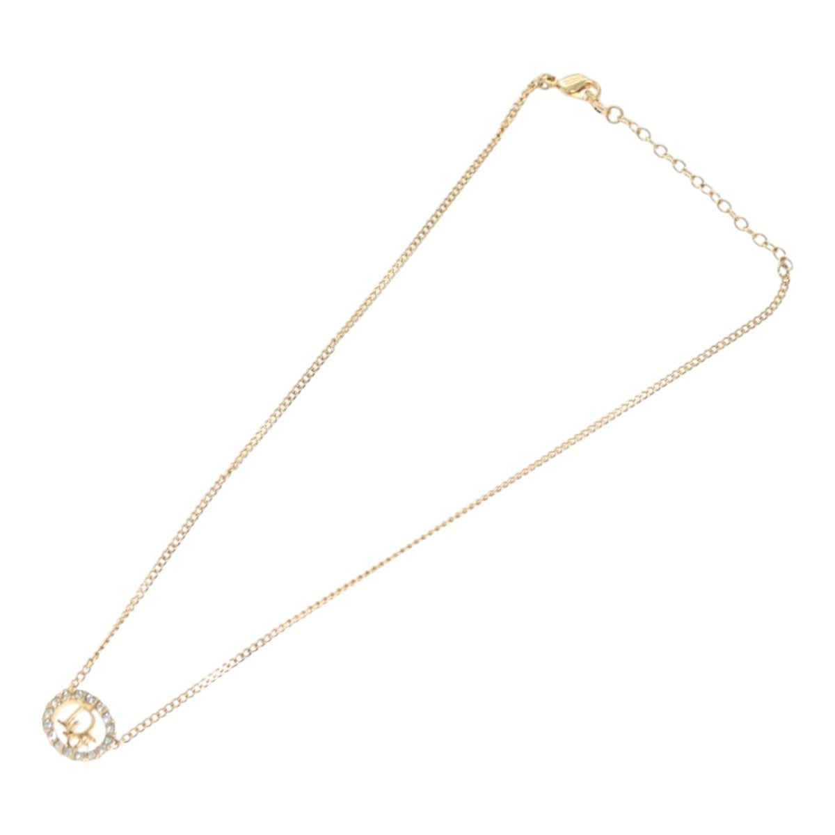 Christian Dior Vintage Logo Round Pendant Necklace Metal, GOLD, METAL, Necklace