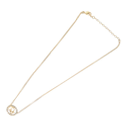 Christian Dior Vintage Logo Round Pendant Necklace Metal, GOLD, METAL, Necklace
