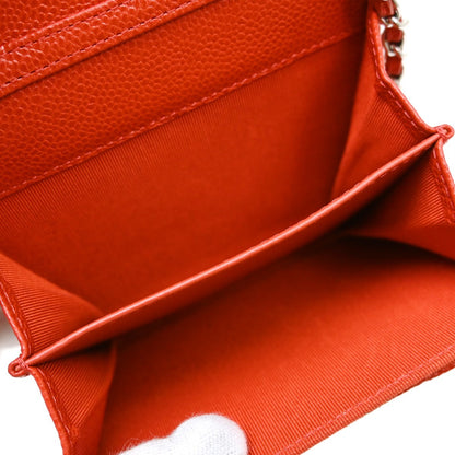Chanel Vintage CC Mini chain Shoulder Bag Leather, Red, Calfskin, Crossbody Bag