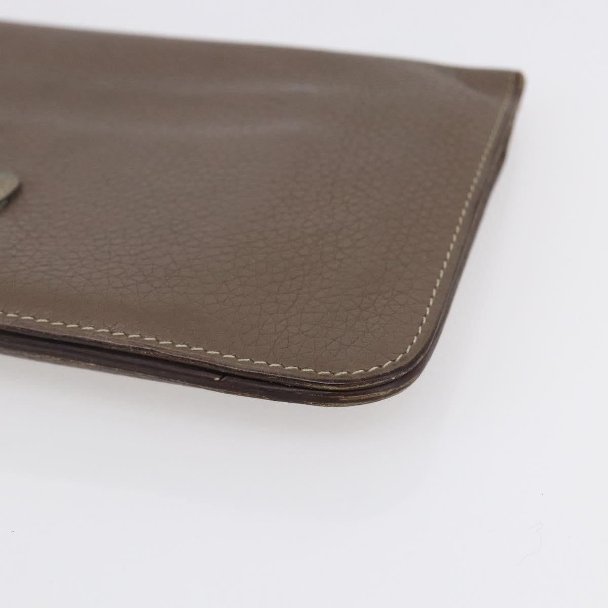 Hermes Dogon Duo Combined Wallet Leather, GRAY, LEATHER, Wallets