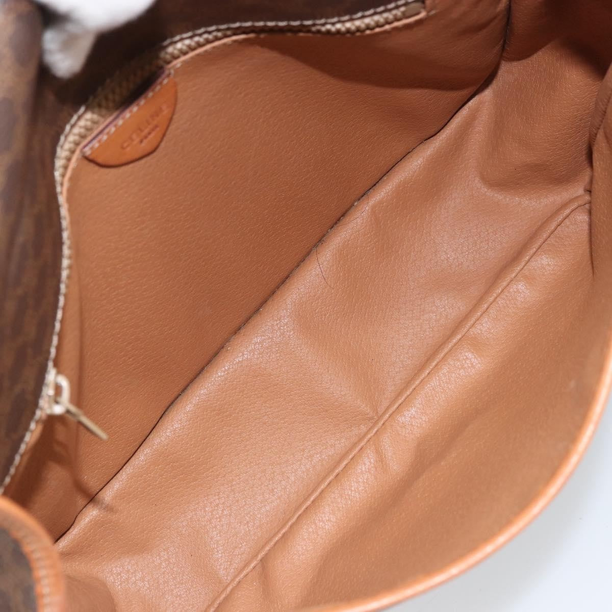 Celine Vintage Macadam Shoulder Bag Canvas and Leather, BROWN, CANVAS, Shoulder bag