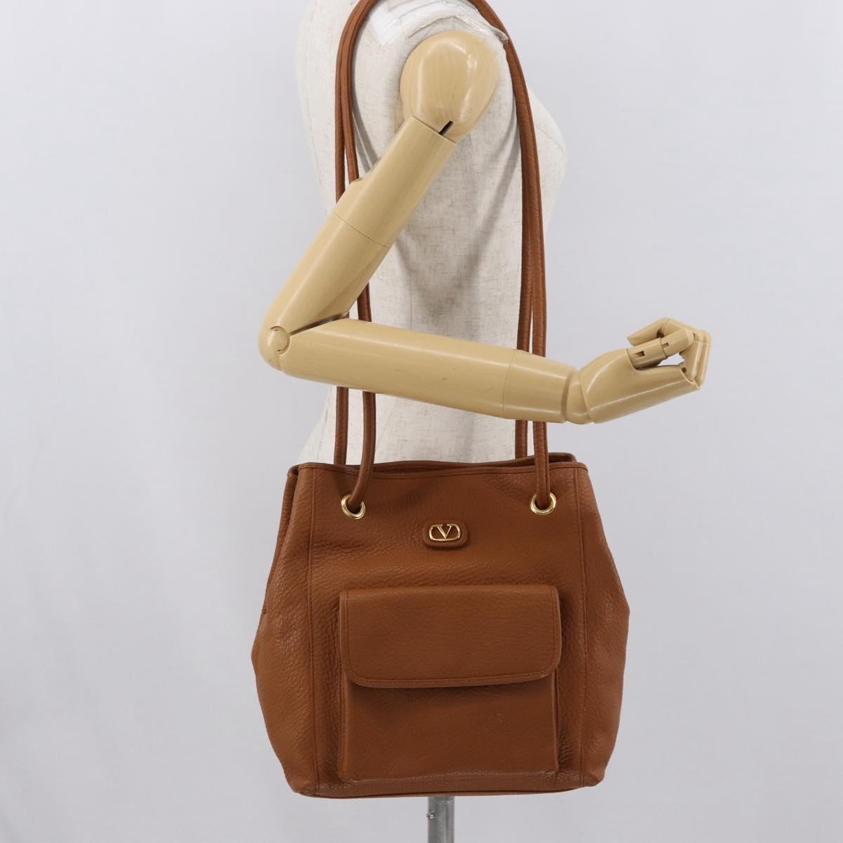Valentino Garavani Vintage shoulder bag Leather, BROWN, LEATHER, Shoulder bag