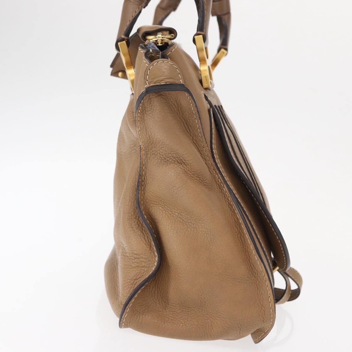 Chloe Marcie Satchel Studded Leather, BEIGE, LEATHER, Handbag