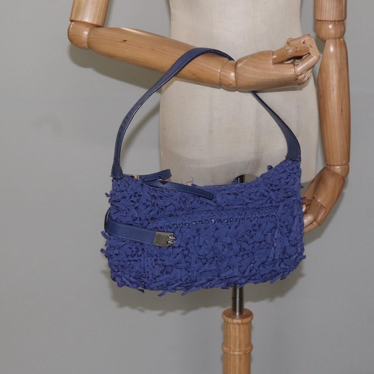 Salvatore Ferragamo Gancini Shoulder Bag Canvas, BLUE, CANVAS, Shoulder bag