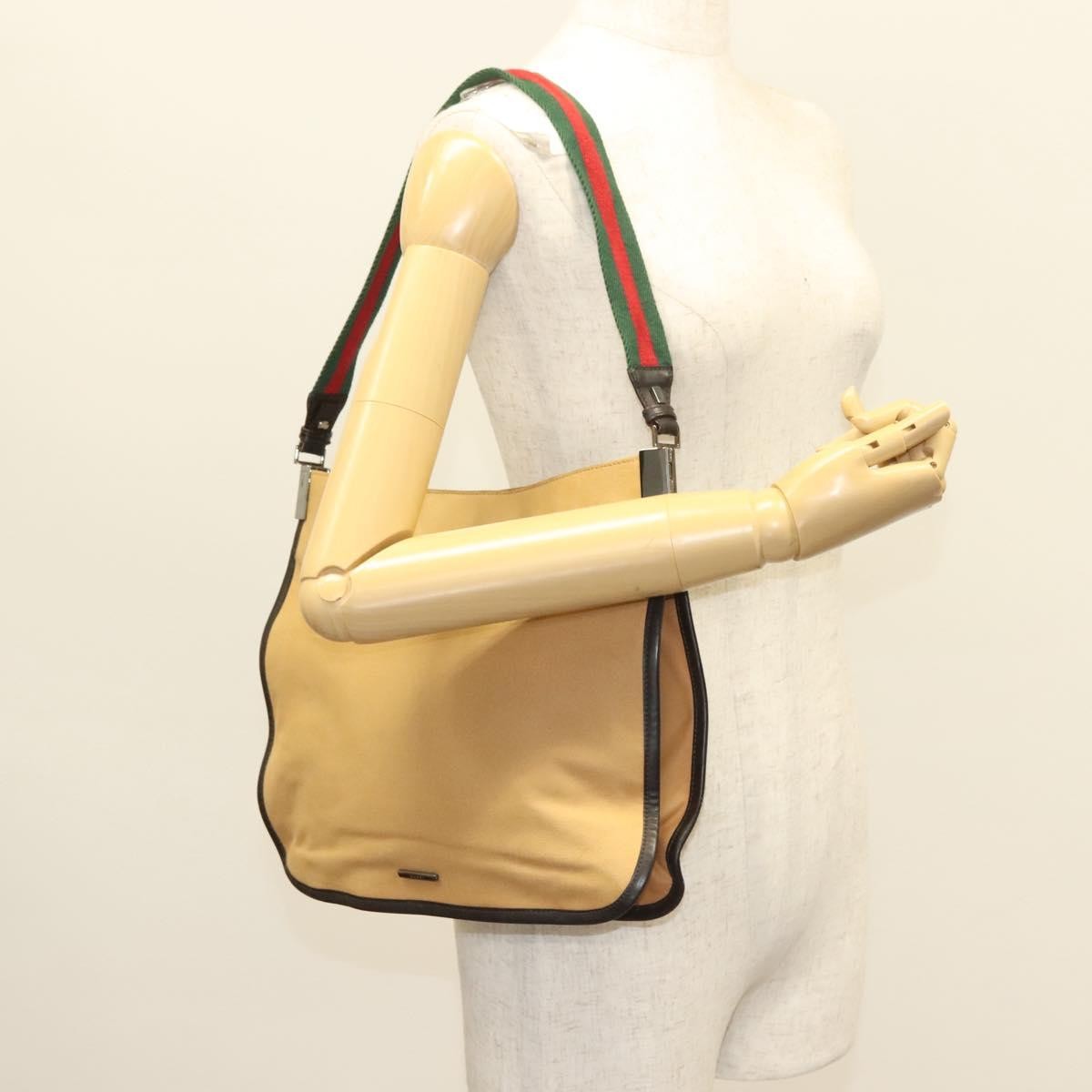Gucci Sherry line shoulder bag Canvas, BEIGE, CANVAS, Shoulder bag