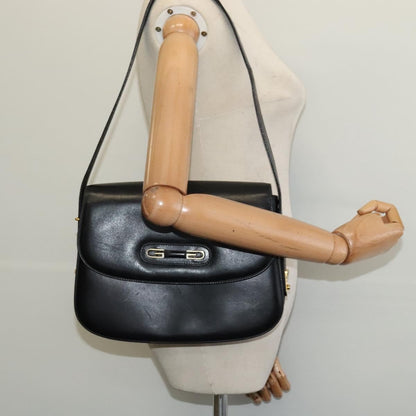 Gucci Vintage double G logo shoulder bag Leather, BLACK, LEATHER, Shoulder bag
