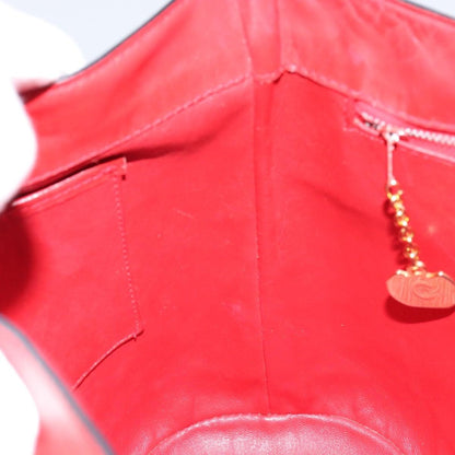 Celine Circle Logo Shoulder Bag Leather, RED, LEATHER, Shoulder bag