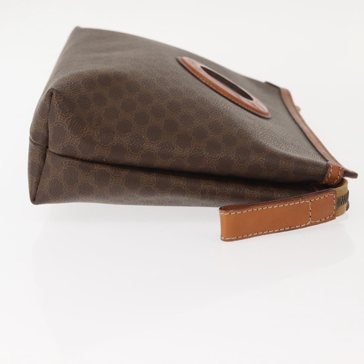 Celine Circle Logo Macadam Pouch Canvas and Leather, BROWN, CANVAS, Clutche & pouche