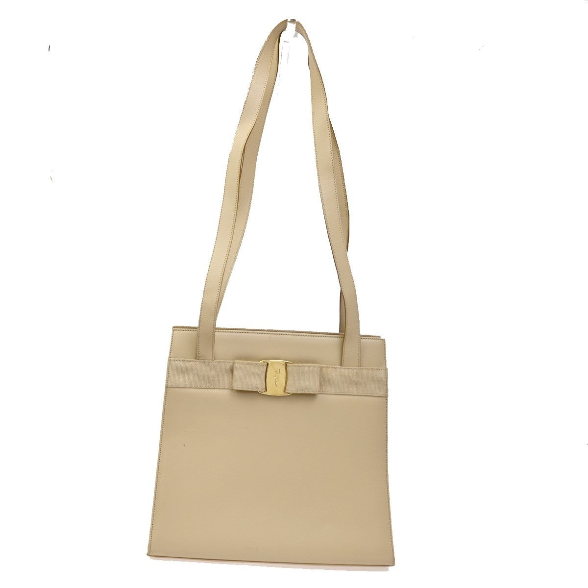 Salvatore Ferragamo Vara shoulder Bag Leather, Beige, Leather, Shoulder Bag