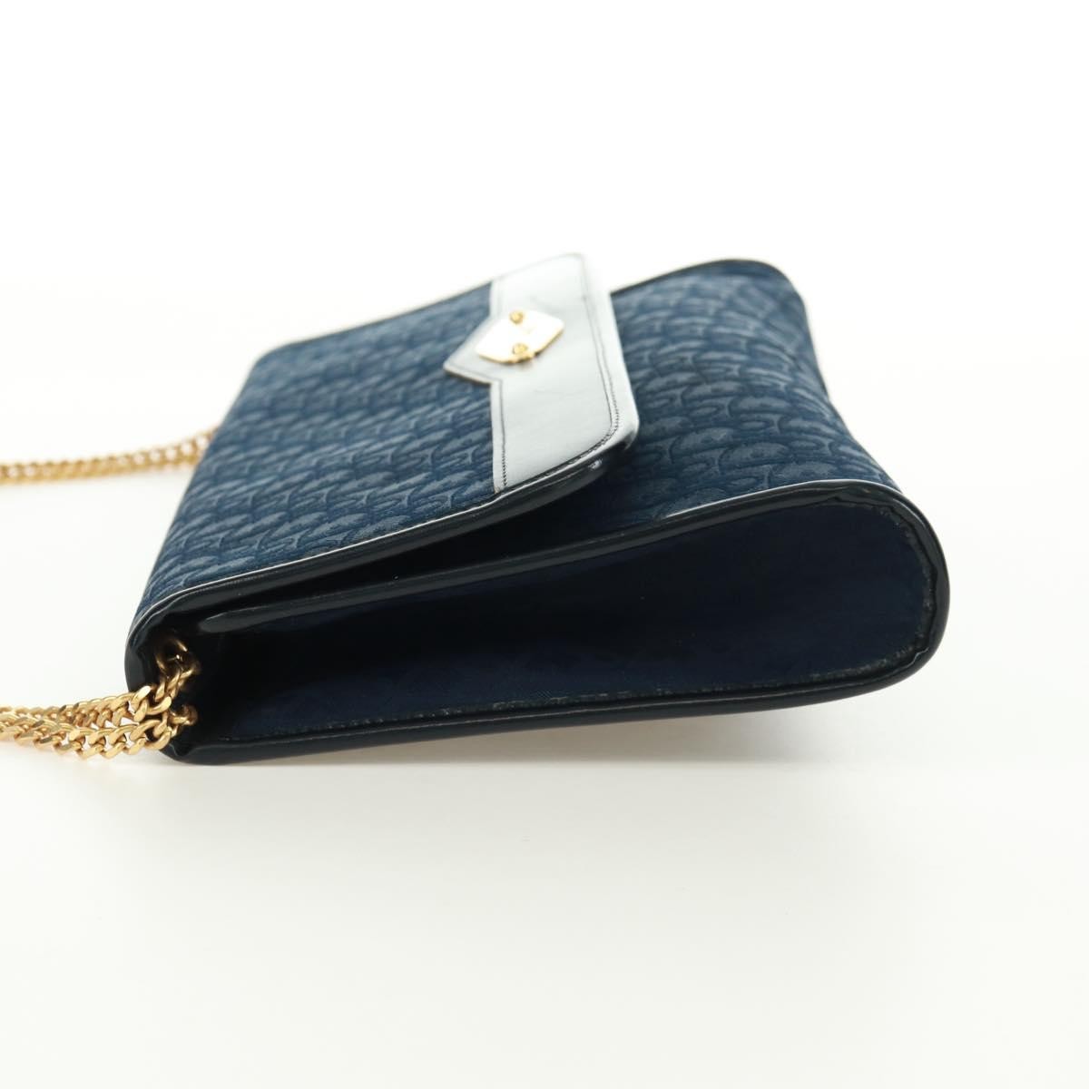 Christian Dior Vintage Chain Flap Shoulder Bag Diorissimo Canvas, Navy, Canvas, Shoulder Bag