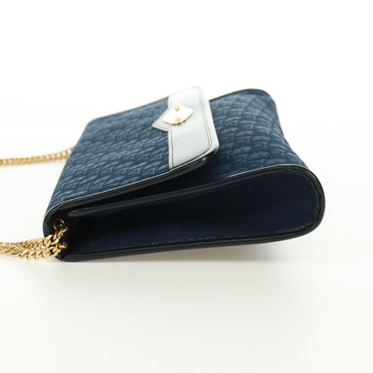 Christian Dior Vintage Chain Flap Shoulder Bag Diorissimo Canvas, Navy, Canvas, Shoulder Bag