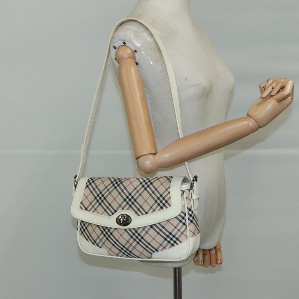 Burberry Shoulder Bag Nova Check Canvas, BEIGE, CANVAS, Shoulder bag