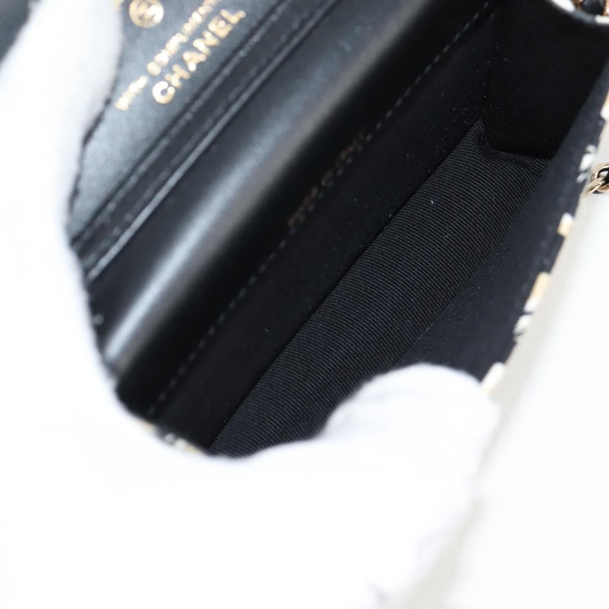 Chanel Flap Card Holder on Chain Quilted Printed Canvas, BEIGE, NYLON, Shoulder bag