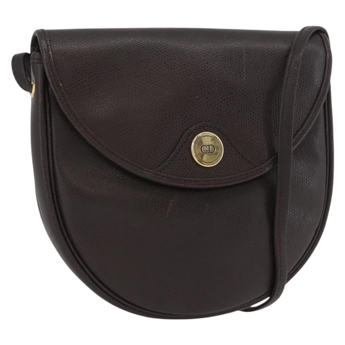 Christian Dior Vintage CD Logo Shoulder Bag Leather, BROWN, LEATHER, Shoulder bag