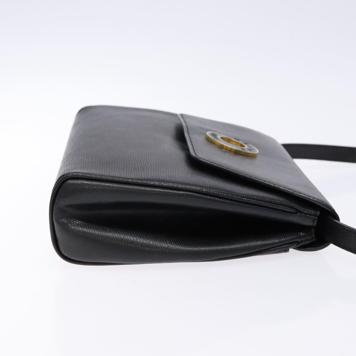 Celine Vintage Circle Logo Crossbody Bag Leather, BLACK, LEATHER, Crossbody bag