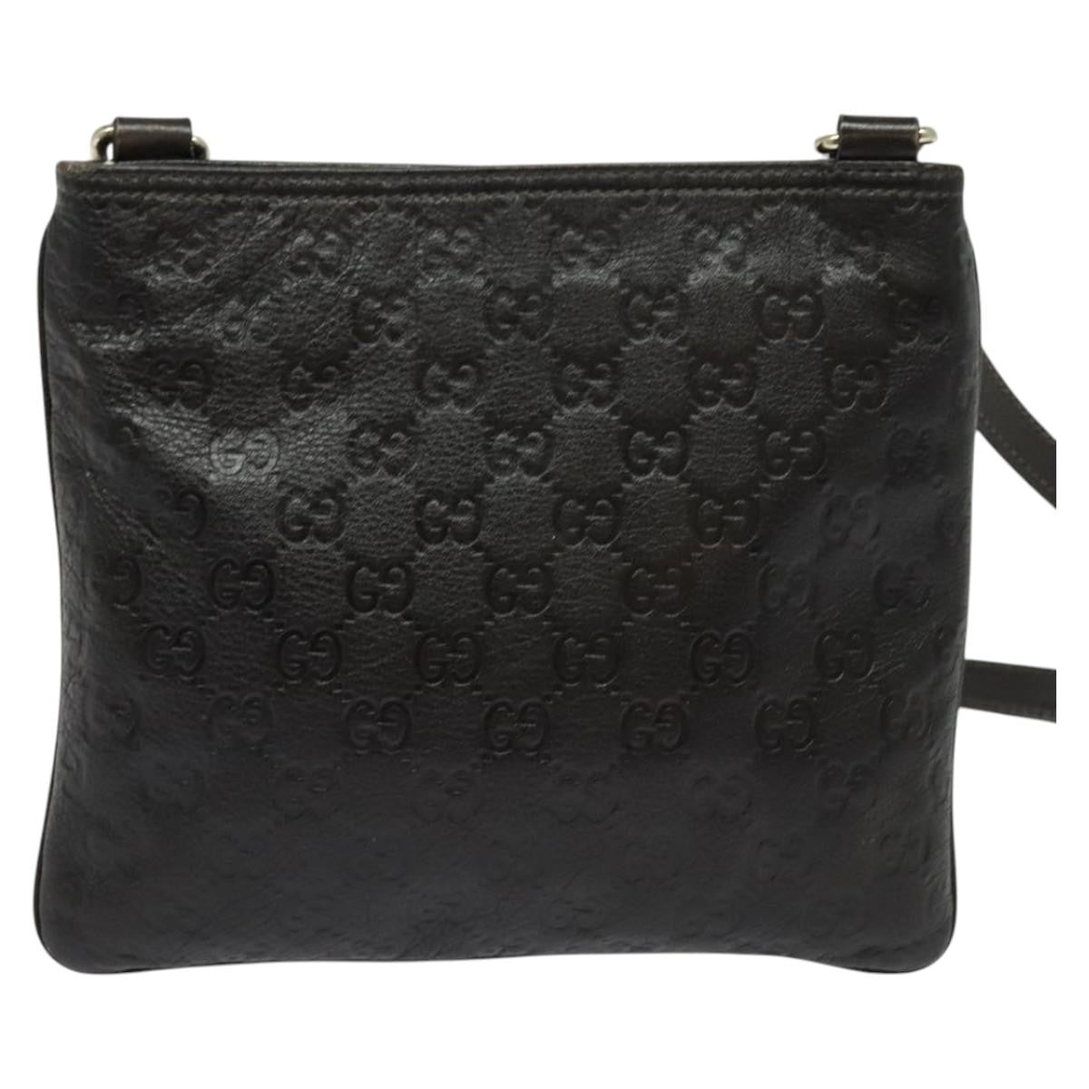 Gucci Zip Top Messenger Bag Guccissima Leather, BROWN, LEATHER, Shoulder bag