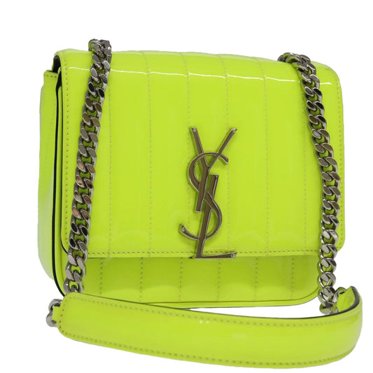 Saint Laurent Vicky Crossbody Bag Vertical Quilted Patent, YELLOW, PATENT_LEATHER, Crossbody bag