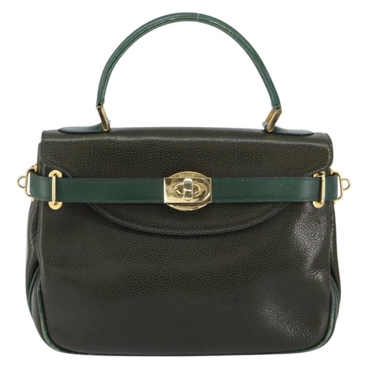 Bally Vintage Handbag Leather, KHAKI, LEATHER, Handbag