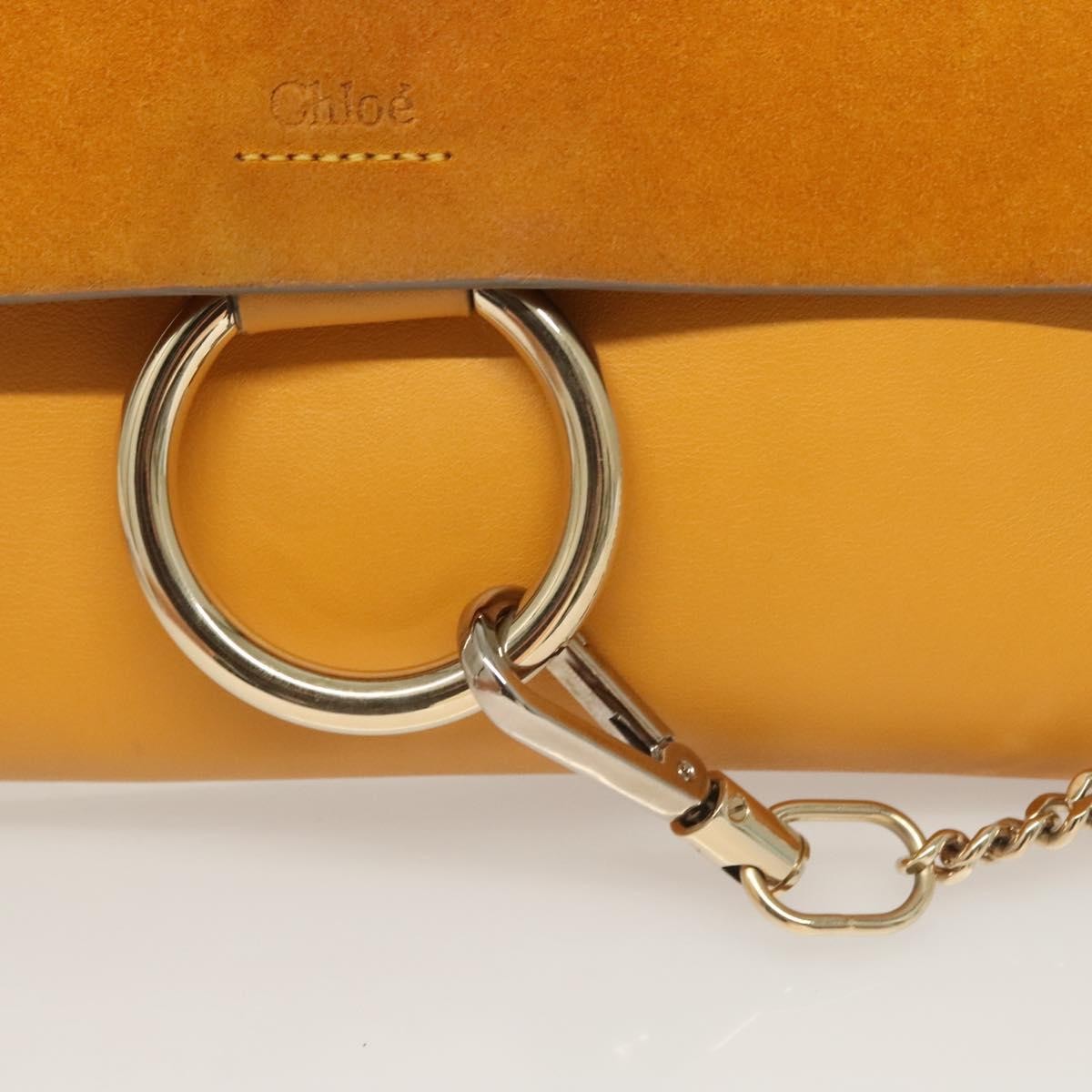 Chloe Faye Clutch Leather and Suede, YELLOW, LEATHER, Clutche & pouche