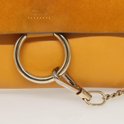 Chloe Faye Clutch Leather and Suede, YELLOW, LEATHER, Clutche & pouche
