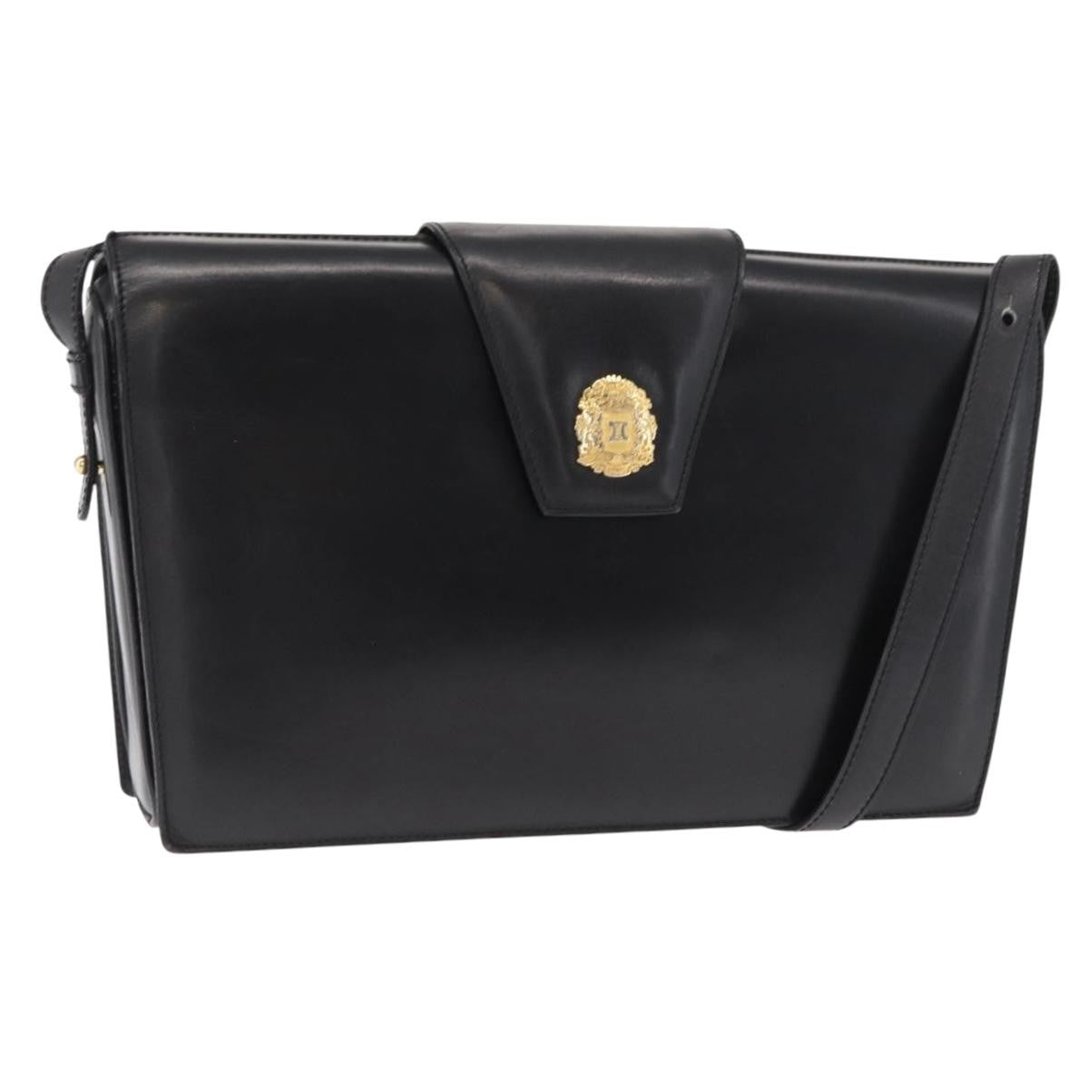 Celine Vintage Shoulder Bag Leather, BLACK, LEATHER, Shoulder bag