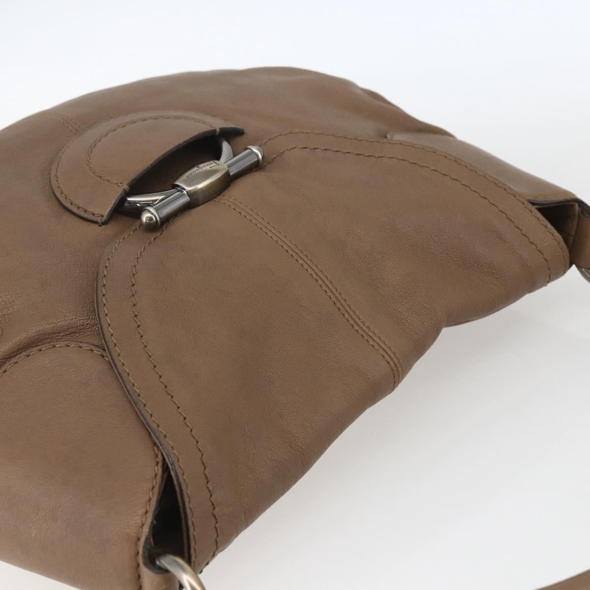 Salvatore Ferragamo Gancini Shoulder Bag Leather, BEIGE, LEATHER, Shoulder bag