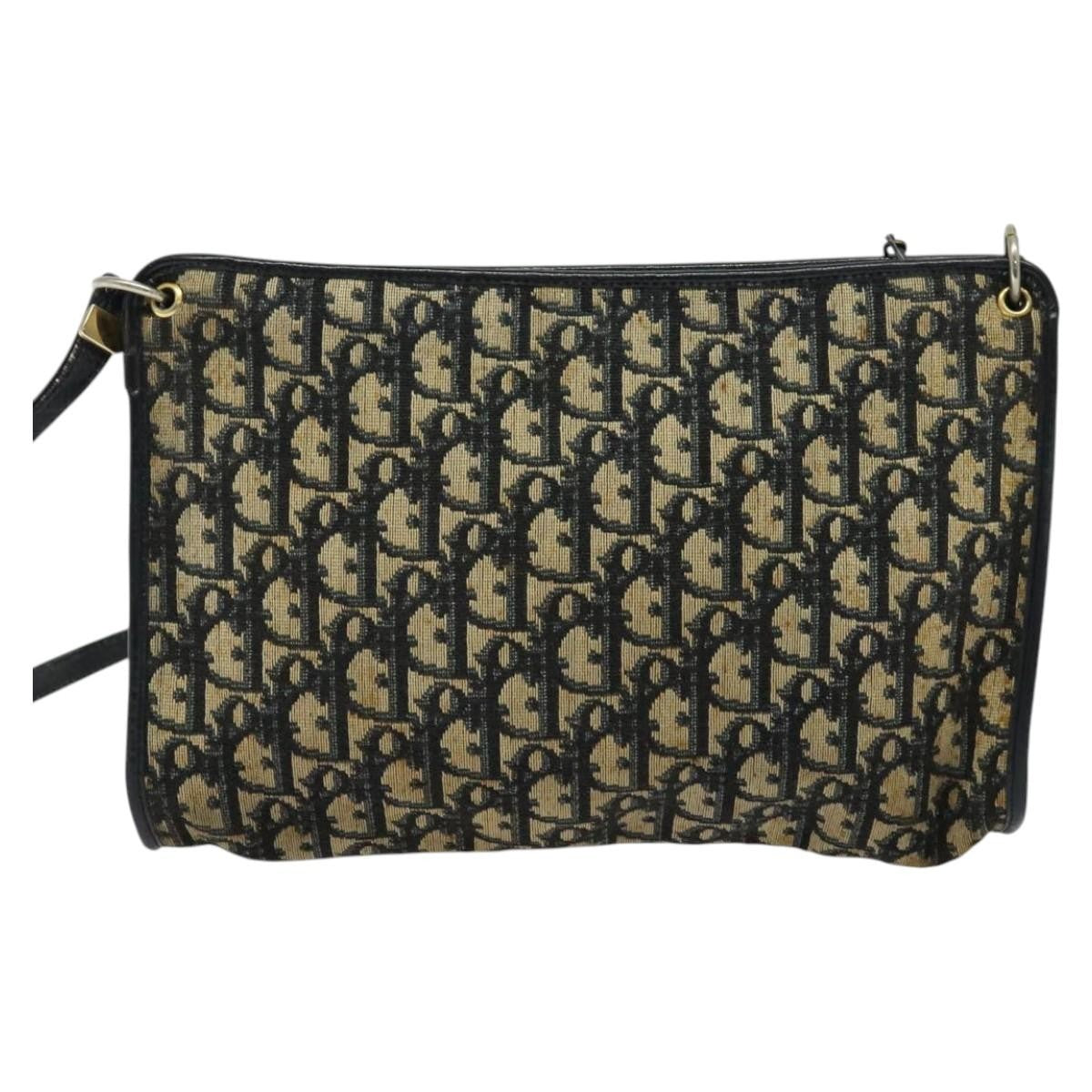 Christian Dior Vintage Trotter Shoulder Bag Canvas, NAVY, CANVAS, Shoulder bag