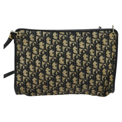 Christian Dior Vintage Trotter Shoulder Bag Canvas, NAVY, CANVAS, Shoulder bag