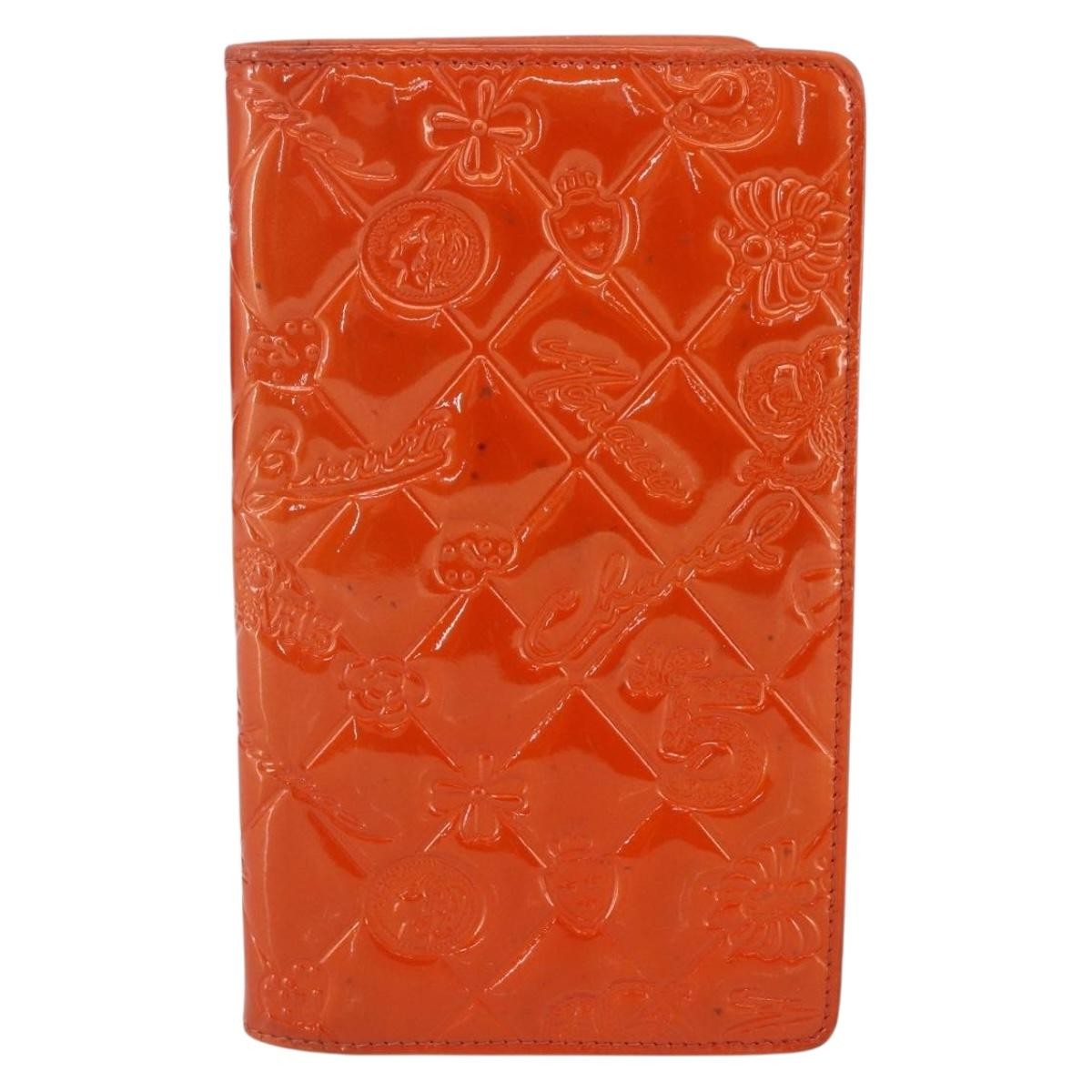 Chanel Lucky Symbols Yen Wallet Embossed Quilted Patent, Orange, Patent Leather, Wallet