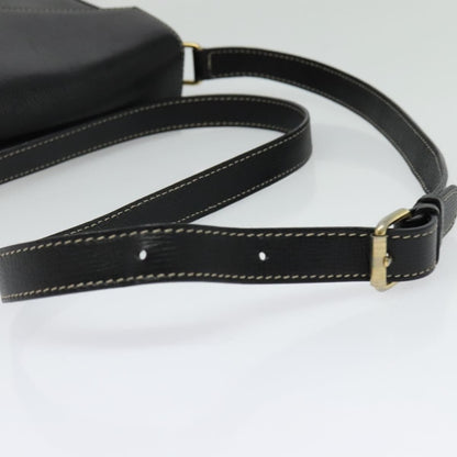 Celine Vintage Circle Logo Crossbody Bag Leather, BLACK, LEATHER, Crossbody bag