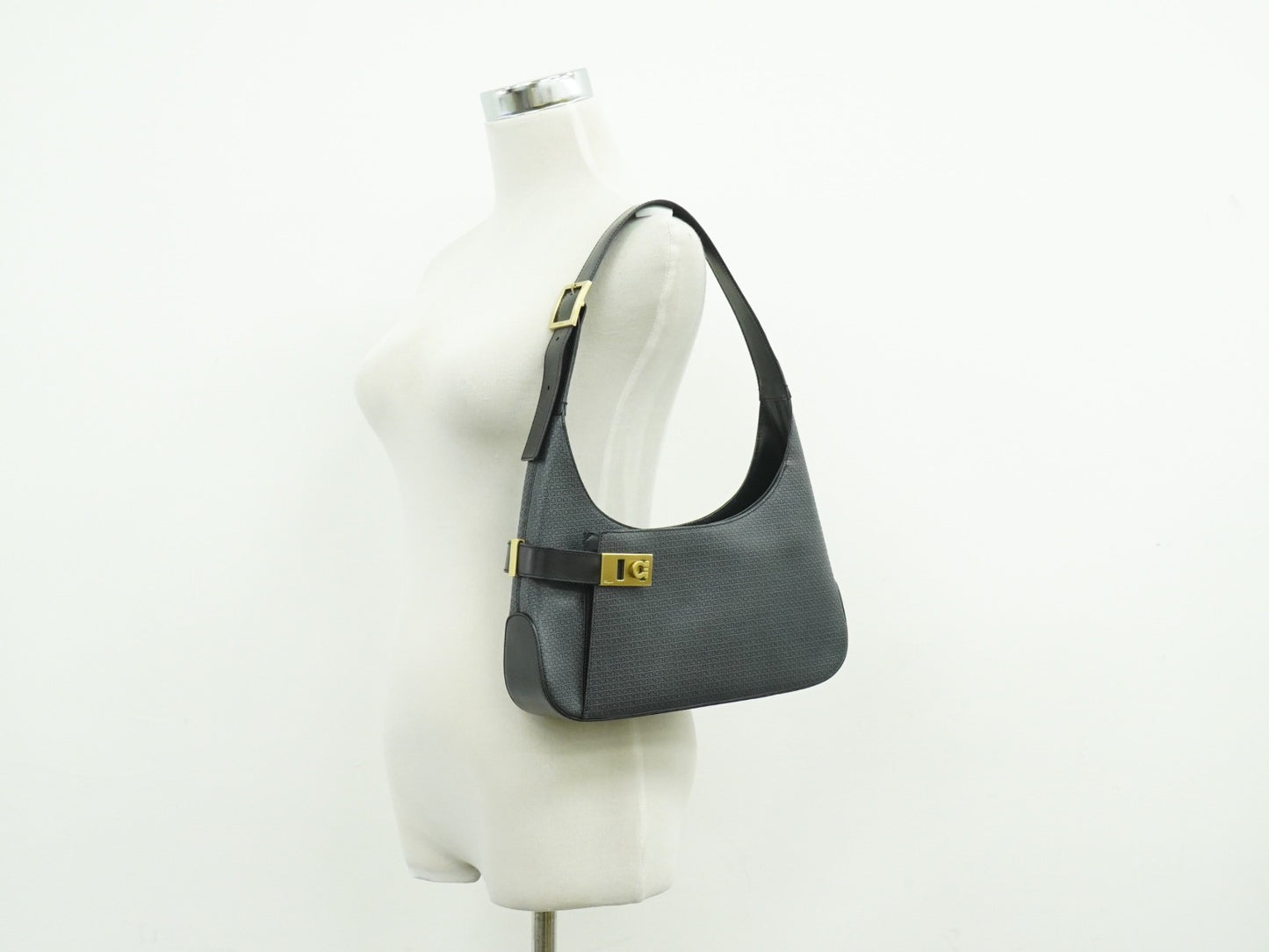 Salvatore Ferragamo Vintage Shoulder Bag Leather, GRAY, LEATHER, Shoulder bag