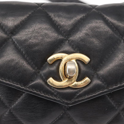 Chanel Vintage CC Flap Waist Bag Quilted Lambskin, BLACK, LEATHER, Shoulder bag