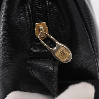 Celine Vintage Circle Logo Crossbody Bag Leather, BLACK, LEATHER, Shoulder bag