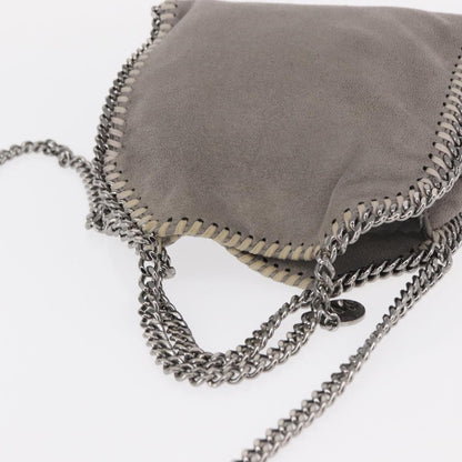 Stella McCartney Falabella Fold Over Crossbody Bag Shaggy Deer, GRAY, POLYESTER, Shoulder bag