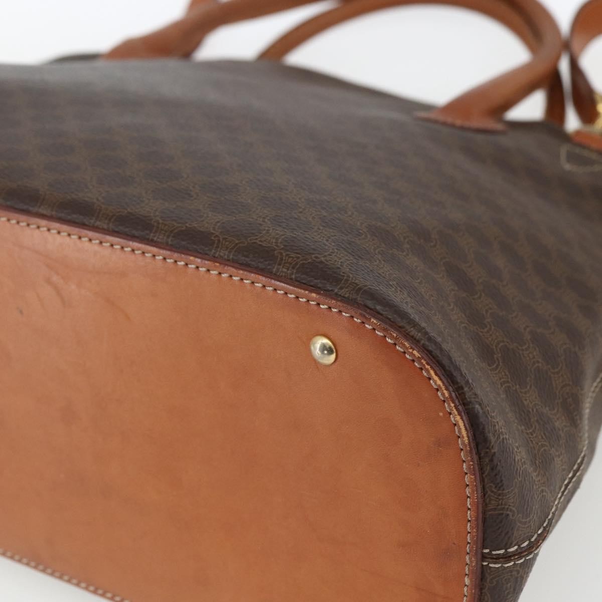 Celine Vintage Macadam Handbag Canvas and Leather, BROWN, CANVAS, Handbag