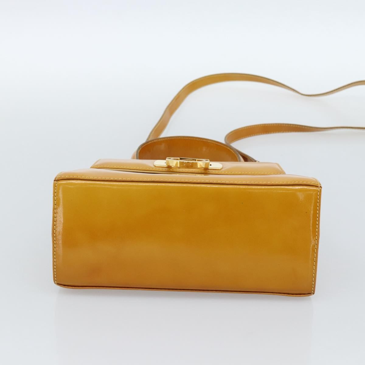 Salvatore Ferragamo Gancini handbag Patent leather, Yellow, Patent Leather, Handbag