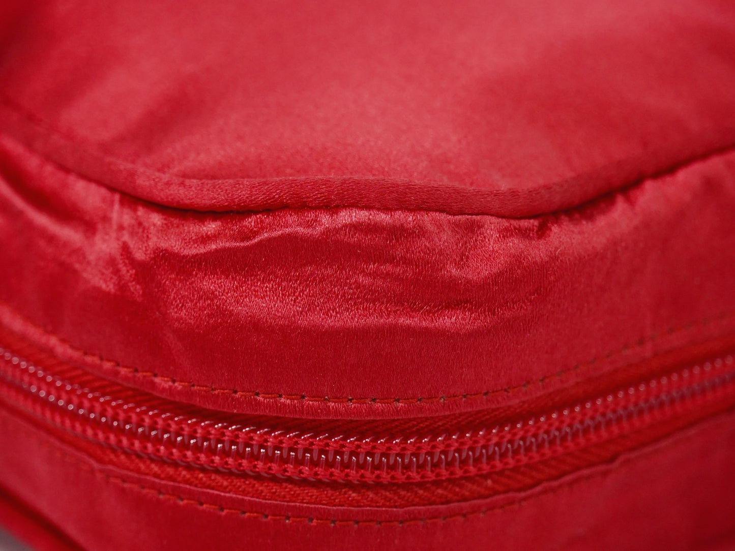 Prada Zip Around Toiletry Bag Silk, Red, Satin, Clutch