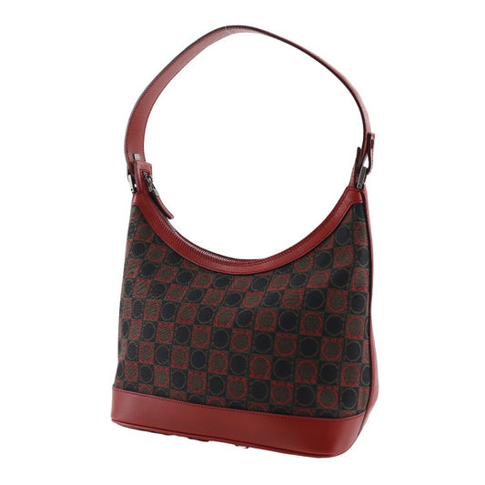 Salvatore Ferragamo Gancini Shoulder Bag Canvas, RED, CANVAS, Shoulder bag