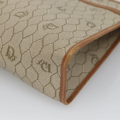 Christian Dior Vintage Honeycomb Zip Pouch Coated Canvas, BEIGE, CANVAS, Clutche & pouche