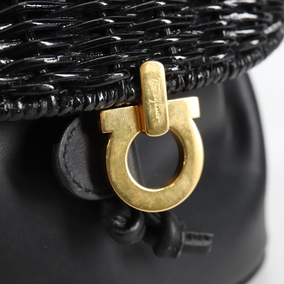 Salvatore Ferragamo Gancini Shoulder Bag Leather, BLACK, LEATHER, Shoulder bag